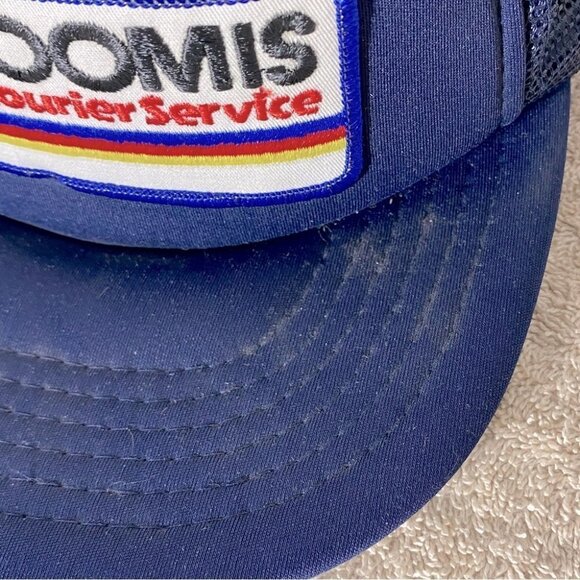 Vintage Navy Blue Loomis Snap Back Mesh Back Trucker Style Hat - Picture 6 of 13